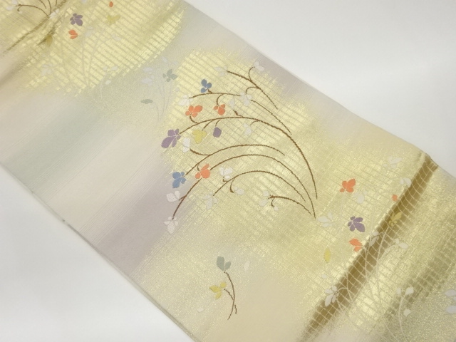 JAPANESE NAGOYA OBI / WOVEN FLORAL PLANTS